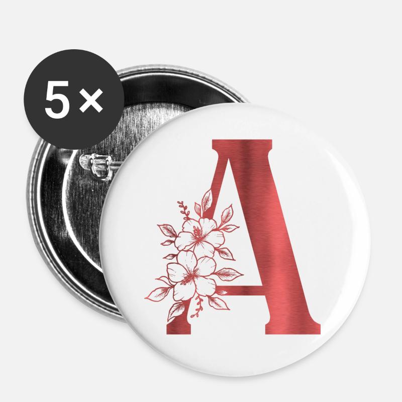 A Monogram Letter - Buttons large 2.2''/56 mm (5-pack) - white