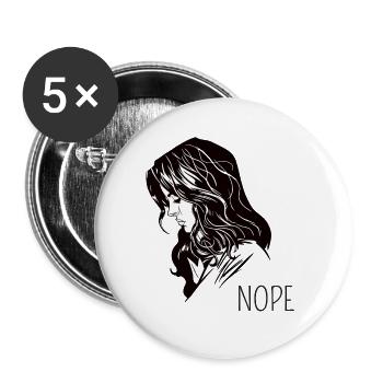 nope girl - Buttons groß 56 mm (5er Pack) - Weiß - Vorne