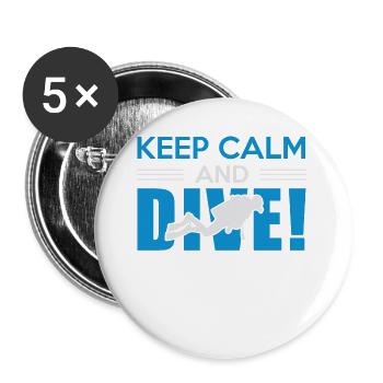Taucher Tauchen - Buttons groß 56 mm (5er Pack) - Weiß - Vorne