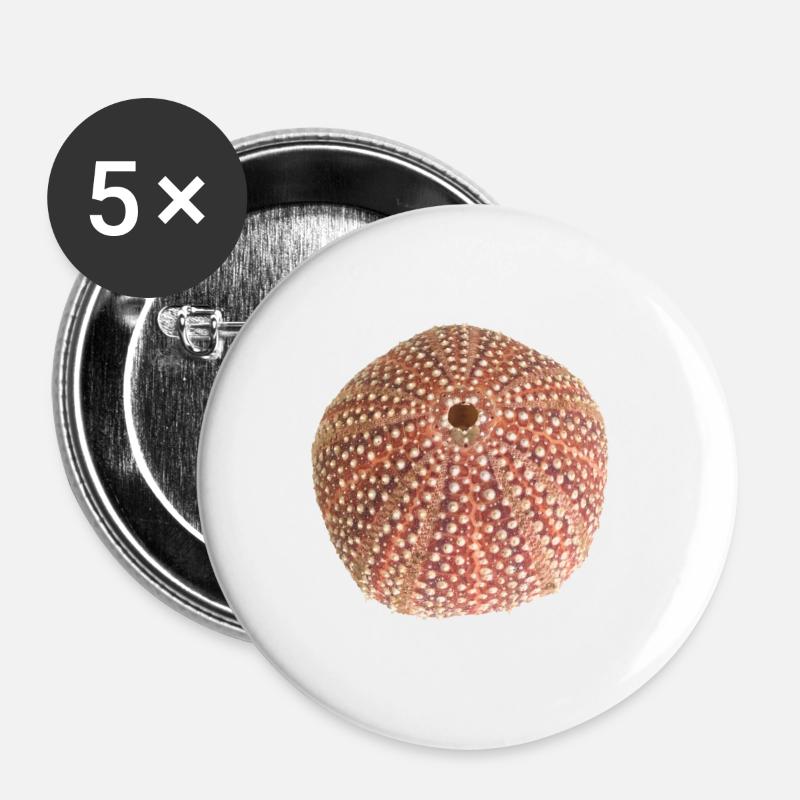 Seeigel - Buttons groß 56 mm (5er Pack) - Weiß