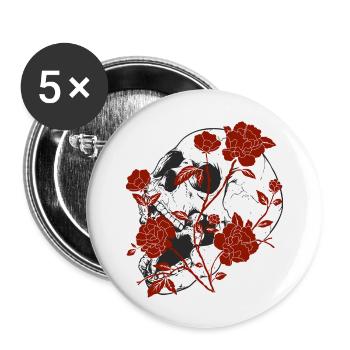 Flowers and Roses - Buttons large 2.2''/56 mm (5-pack) - white - Front