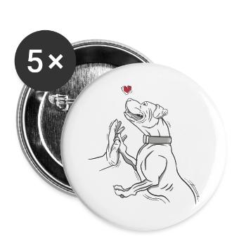 Pitbull chien amour amour canine design - Lot de 5 grands badges (56 mm) - blanc - Devant