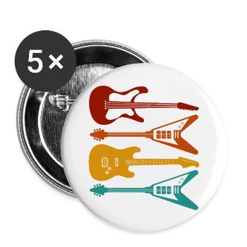 Guitares - Lot de 5 grands badges (56 mm) - blanc - Devant