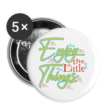 Enjoy the Little Things - Buttons large 2.2''/56 mm (5-pack) - white - Front