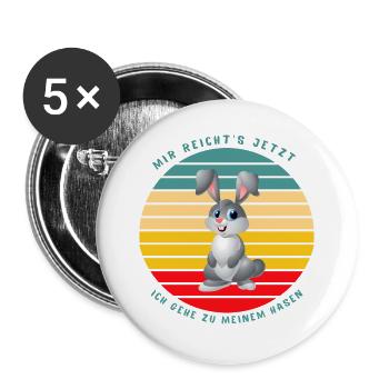 Witziger Hase Kaninchen mit frechen Spruch - Buttons groß 56 mm (5er Pack) - Weiß - Vorne