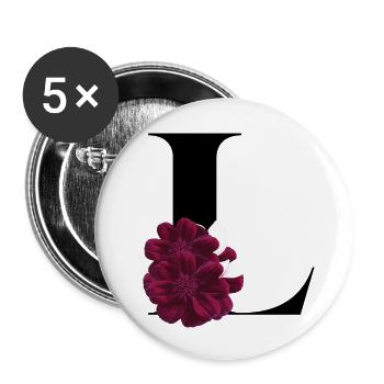letter L flowered - Buttons large 2.2''/56 mm (5-pack) - white - Front