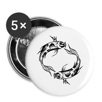 Deux poissons vector Koi Carpe - Lot de 5 grands badges (56 mm) - blanc - Devant