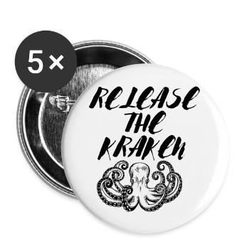 LASS DEN KRAKEN LOS - Buttons groß 56 mm (5er Pack) - Weiß - Vorne