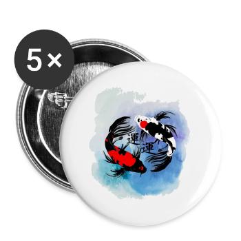 Karpfen koi - Buttons groß 56 mm (5er Pack) - Weiß - Vorne