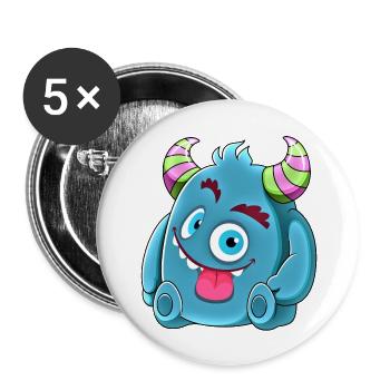 Little cute funny monster No.7 - Buttons large 2.2''/56 mm (5-pack) - white - Front
