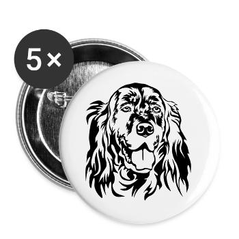 Tête de setter anglais - Lot de 5 grands badges (56 mm) - blanc - Devant