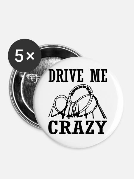 Rollercoaster Achterbahn Freizeitpark - Buttons groß 56 mm (5er Pack) - Weiß