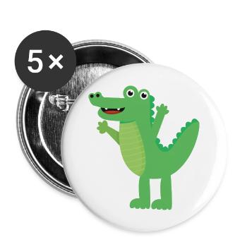 Crocodile - Lot de 5 grands badges (56 mm) - blanc - Devant