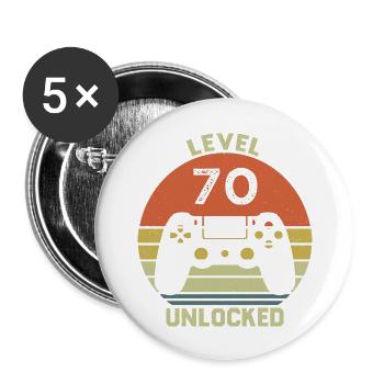 Level 70 Unlocked 70 Ans Anniversaire Cadeau - Lot de 5 grands badges (56 mm) - blanc - Devant