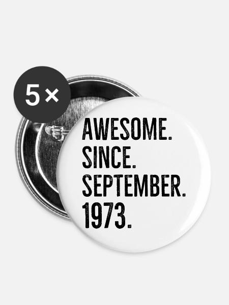 Großartig seit September 1973 - Buttons groß 56 mm (5er Pack) - Weiß
