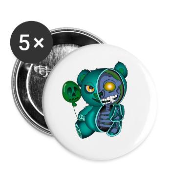 Skull Teddybär Skelett Halloween Geschenkidee - Buttons groß 56 mm (5er Pack) - Weiß - Vorne