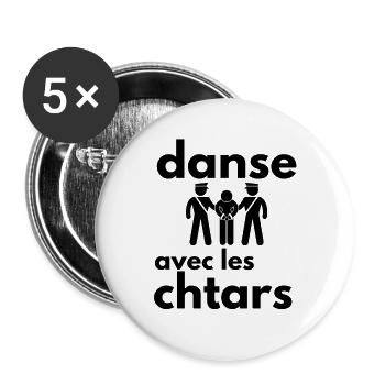 danse avec les chtars - Lot de 5 grands badges (56 mm) - blanc - Devant