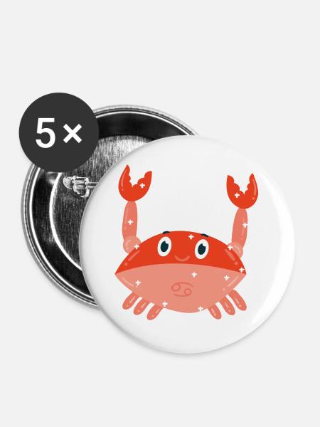Krebs Sternzeichen - Buttons groß 56 mm (5er Pack) - Weiß