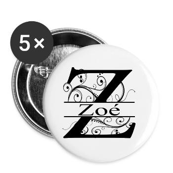 Monogram with the name Zoé - Buttons large 2.2''/56 mm (5-pack) - white - Front