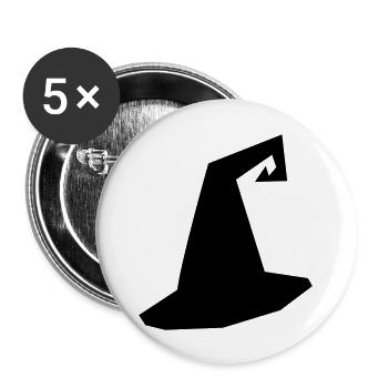 Hexenhut Silhouette - Buttons groß 56 mm (5er Pack) - Weiß - Vorne