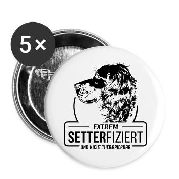SETTERFIZIERT Gordon Setter Hunde Spruch Wilsigns - Buttons groß 56 mm (5er Pack) - Weiß - Vorne