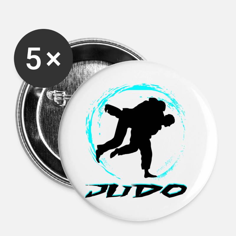JUDO - Buttons groß 56 mm (5er Pack) - Weiß