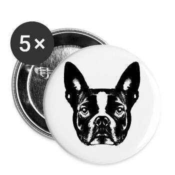 Boston Terrier / Portrait / Face - Buttons large 2.2''/56 mm (5-pack) - white - Front