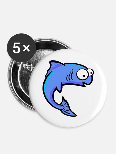 Fisch Forelle Lachs - Buttons groß 56 mm (5er Pack) - Weiß