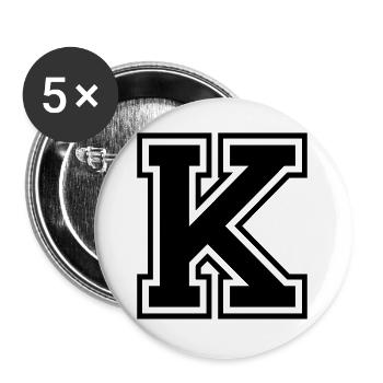 Letter K Team Football Baseball Basketball University - Buttons large 2.2''/56 mm (5-pack) - white - Front