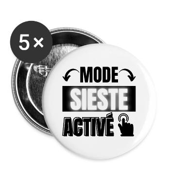 mode sieste activé - Lot de 5 grands badges (56 mm) - blanc - Devant