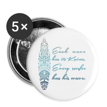 SURFEN, MAORI, SURFEN, SURFER - Buttons groß 56 mm (5er Pack) - Weiß - Vorne