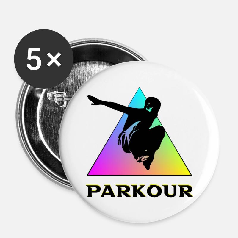 Parkour - Buttons groß 56 mm (5er Pack) - Weiß
