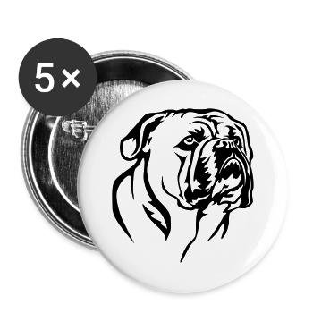 Continental Bulldog Kopf - Buttons groß 56 mm (5er Pack) - Weiß - Vorne