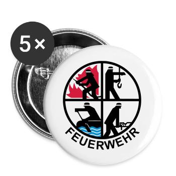 Feuerwehr 4 Logo 1 - Buttons groß 56 mm (5er Pack) - Weiß - Vorne