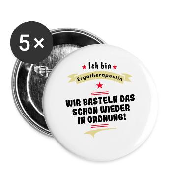 ergotherapeutin wir basteln das in ordnung - Buttons groß 56 mm (5er Pack) - Weiß - Vorne