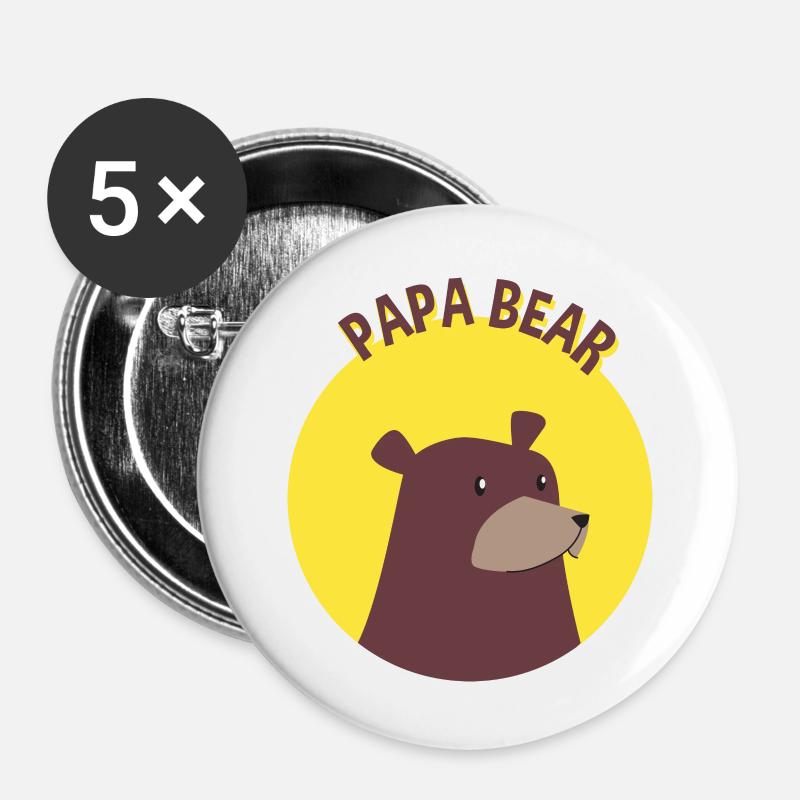 Papa Bear - Buttons large 2.2''/56 mm (5-pack) - white
