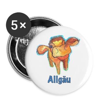 Allgäuer Kuh Lisa - Buttons groß 56 mm (5er Pack) - Weiß - Vorne