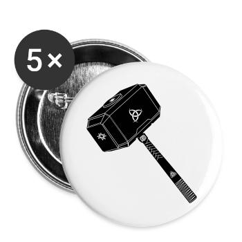 Marteau de thor Thor s avec symboles vikings - Lot de 5 grands badges (56 mm) - blanc - Devant