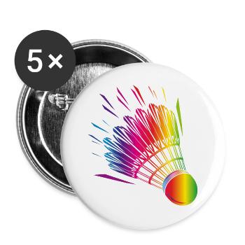 dessin de badminton coloré de badminton - Lot de 5 grands badges (56 mm) - blanc - Devant