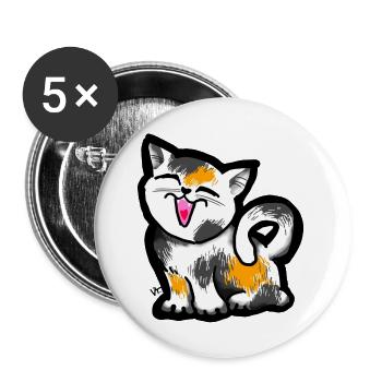 Funny cute kitten. Lovely laughing kitten. Meow. - Buttons large 2.2''/56 mm (5-pack) - white - Front