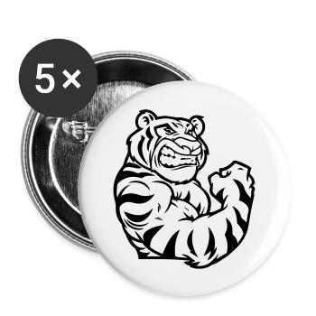 Tiger Bodybuilding Biceps - Buttons large 2.2''/56 mm (5-pack) - white - Front