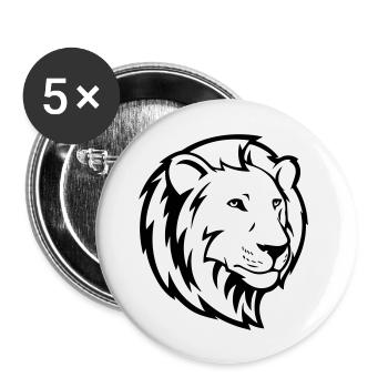tête de lion - Lot de 5 grands badges (56 mm) - blanc - Devant