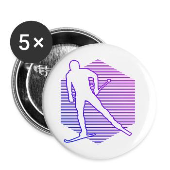 Damen Langlauf Classic Langlauf Skating Langlauf - Buttons groß 56 mm (5er Pack) - Weiß - Vorne