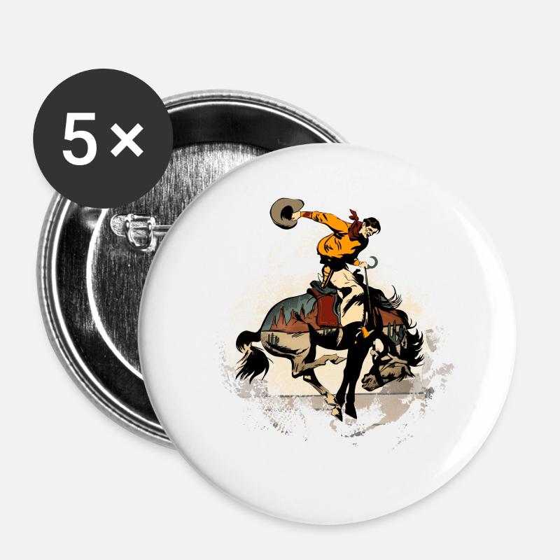 Western Rodeo - Buttons large 2.2''/56 mm (5-pack) - white