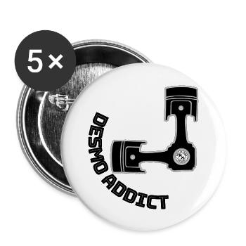 DesmoAddict - der Name ist Programm - Buttons groß 56 mm (5er Pack) - Weiß - Vorne