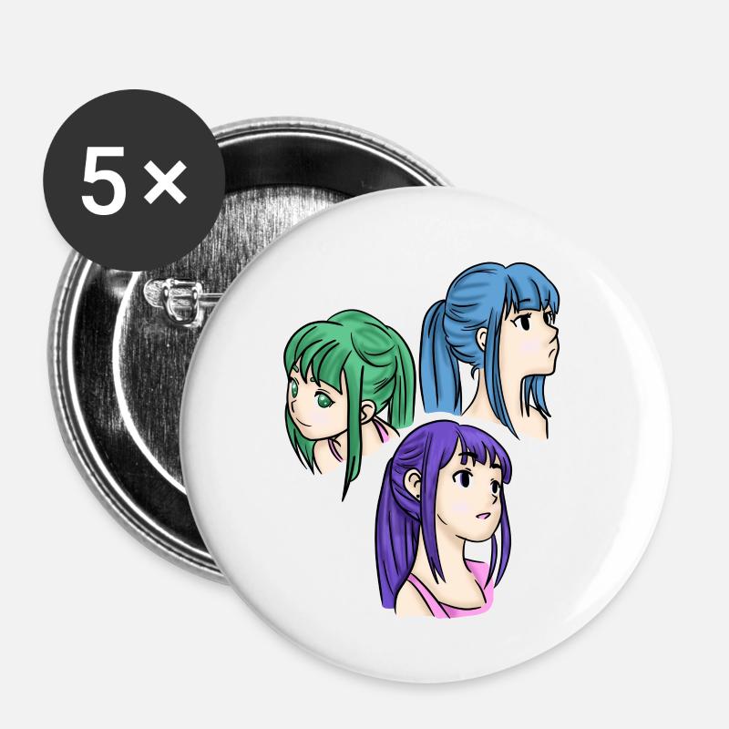Die Drillinge 💚💜💙 - Buttons groß 56 mm (5er Pack) - Weiß