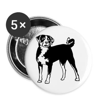 Appenzeller Sennenhund - Buttons groß 56 mm (5er Pack) - Weiß - Vorne
