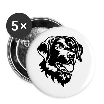 Tête de Labrador - Lot de 5 grands badges (56 mm) - blanc - Devant