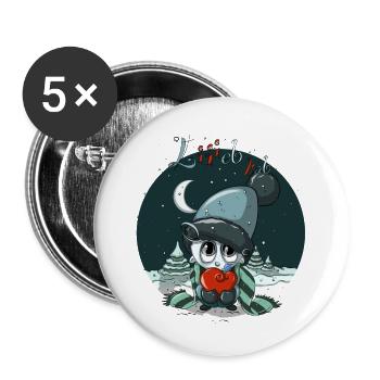 Lieb hab,Winter,Snow, - Buttons large 2.2''/56 mm (5-pack) - white - Front