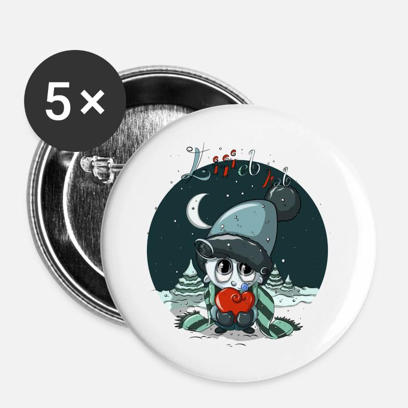 Lieb hab,Winter,Snow, - Buttons large 2.2''/56 mm (5-pack) - white